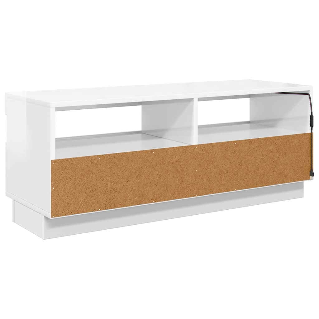 Meuble TV avec lumières LED blanc brillant 100x35x40 cm - XIOS