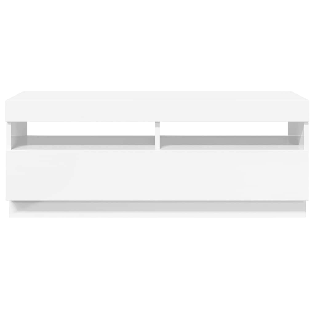 Meuble TV avec lumières LED blanc brillant 100x35x40 cm - XIOS