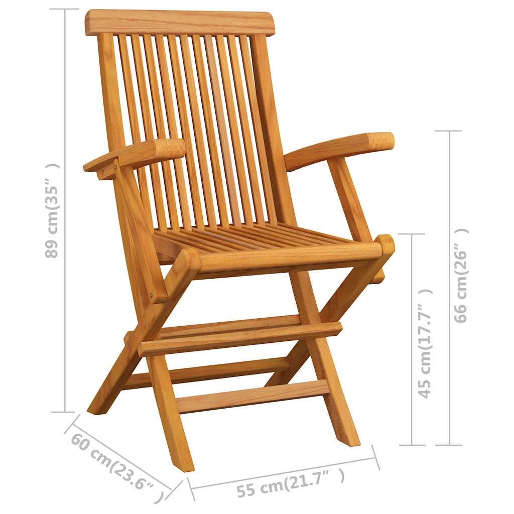 Ensemble à manger d'extérieur pliable 5 pcs Bois solide de teck