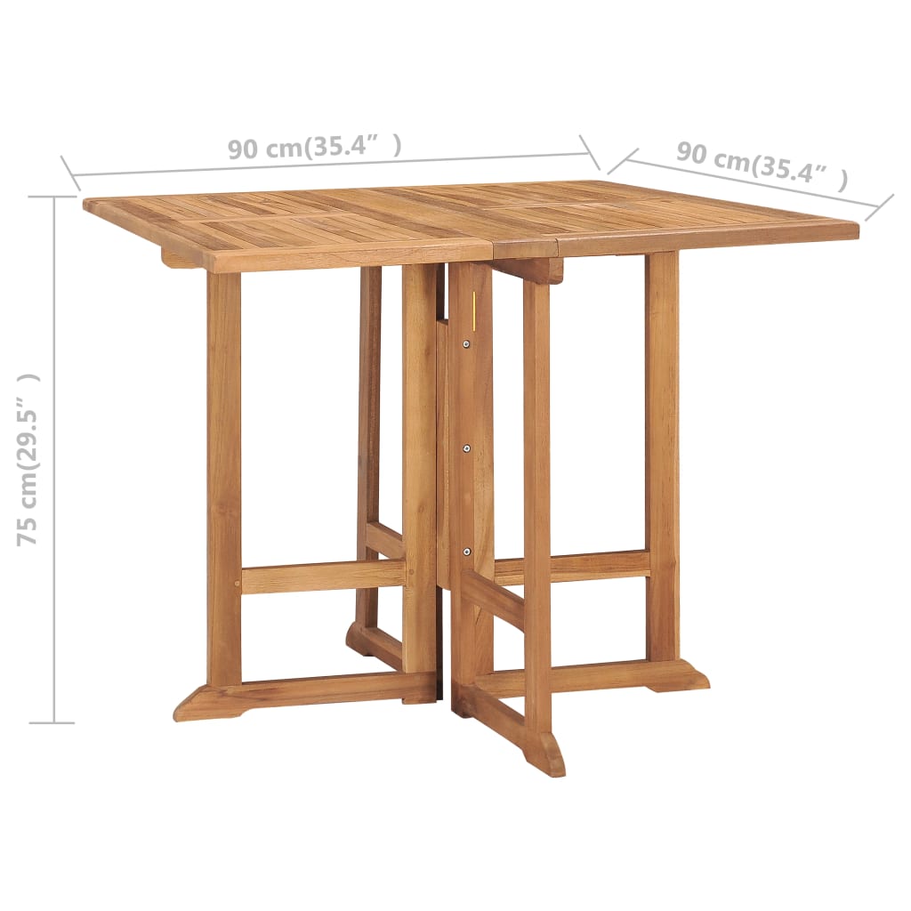 Ensemble à manger d'extérieur pliable 5 pcs Bois solide de teck