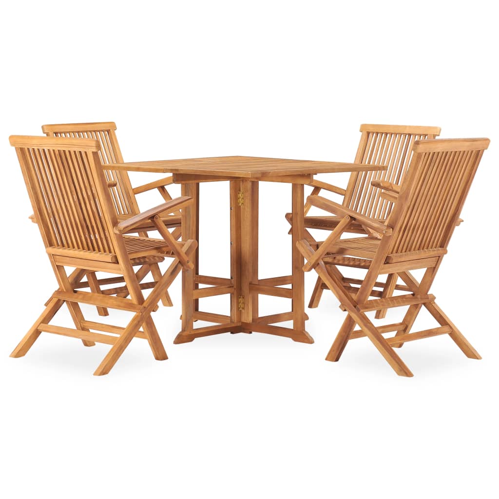 Ensemble à manger d'extérieur pliable 5 pcs Bois solide de teck