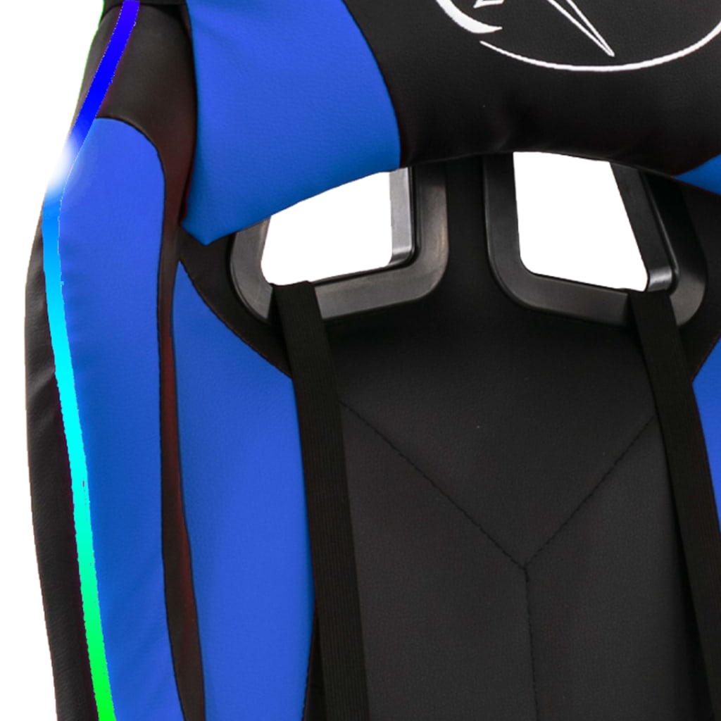 Fauteuil de jeux vidéo avec LED RVB Bleu et noir Similicuir - XIOS