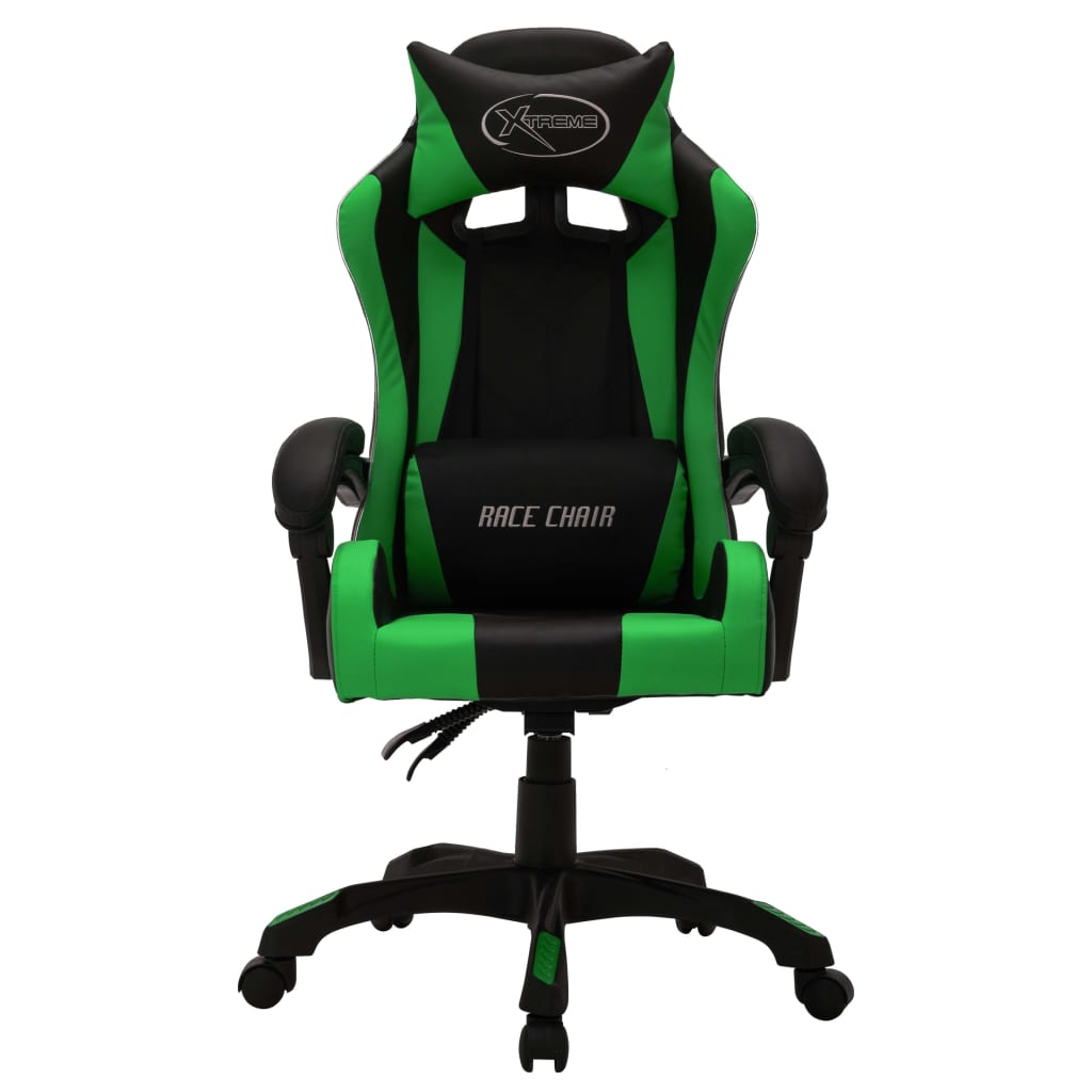 Fauteuil de jeux vidéo avec LED RVB Vert et noir Similicuir - XIOS
