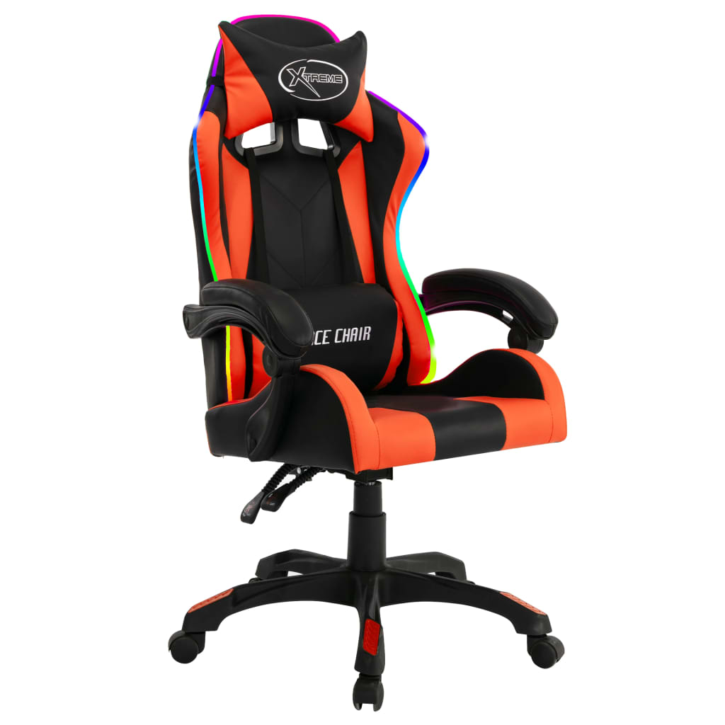 Fauteuil de jeux vidéo avec LED RVB Orange et noir Similicuir - XIOS