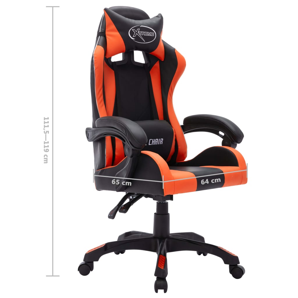 Fauteuil de jeux vidéo avec LED RVB Orange et noir Similicuir - XIOS