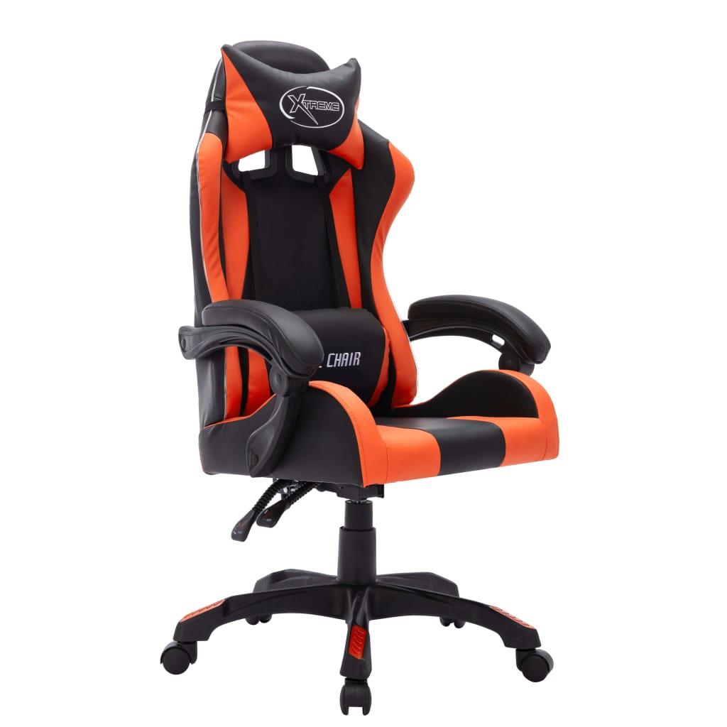 Fauteuil de jeux vidéo avec LED RVB Orange et noir Similicuir - XIOS