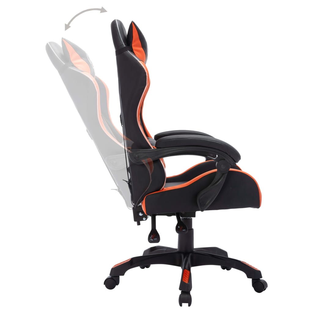 Fauteuil de jeux vidéo avec LED RVB Orange et noir Similicuir - XIOS