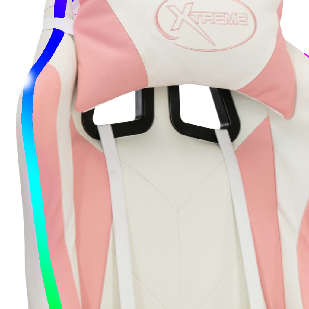 Fauteuil de jeux vidéo avec LED RVB Rose et noir Similicuir - XIOS