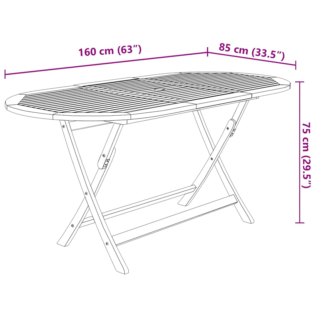 Ensemble à manger de jardin pliable 7 pcs bois d'acacia solide