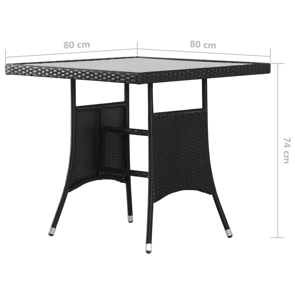Ensemble à manger de jardin 5 pcs Résine tressée Noir