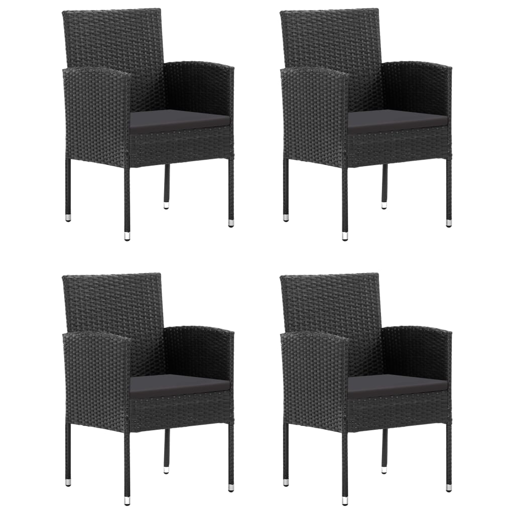 Ensemble à manger de jardin 5 pcs Résine tressée Noir