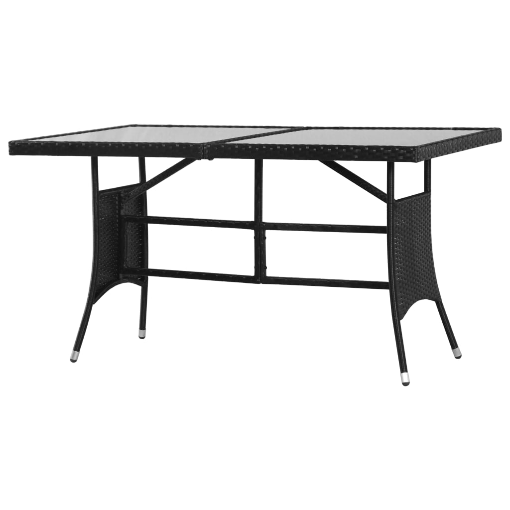 Ensemble à manger de jardin 5 pcs Résine tressée Noir