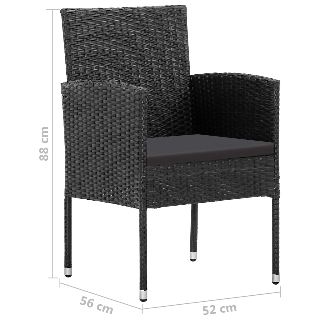 Ensemble à manger de jardin 5 pcs Résine tressée Noir