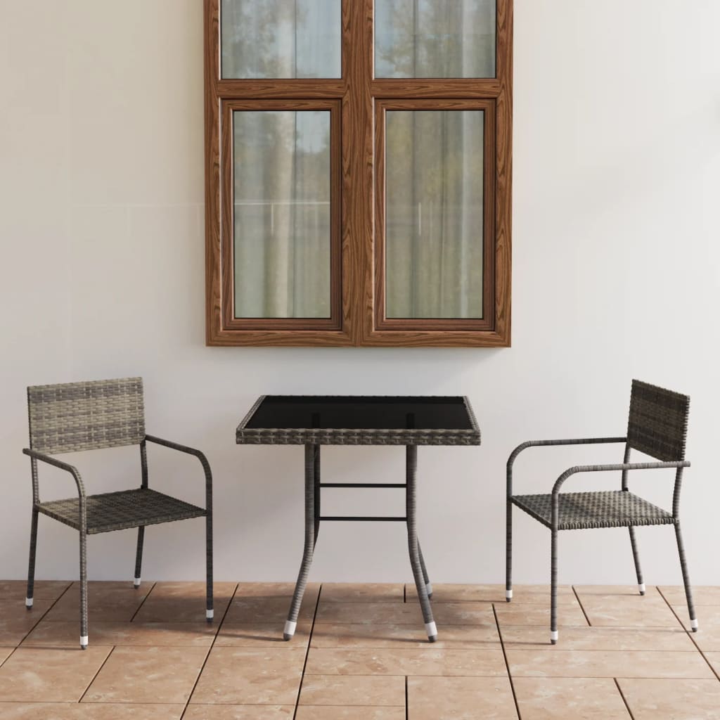 Ensemble à manger de jardin 3pcs Résine tressée Anthracite gris