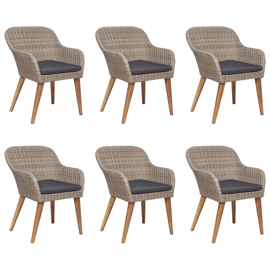 Ensemble à manger de jardin 7 pcs Résine tressée Marron