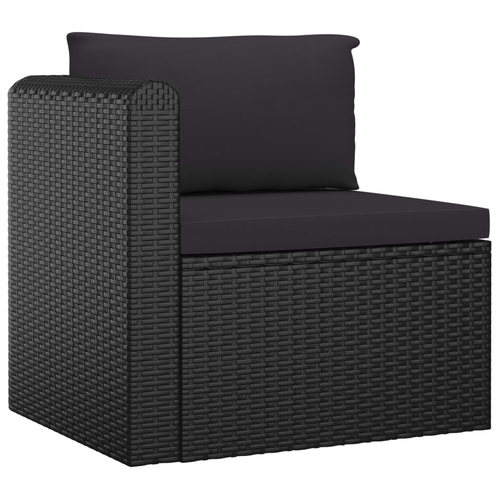 Salon de jardin 7 pcs avec coussins Résine tressée Noir