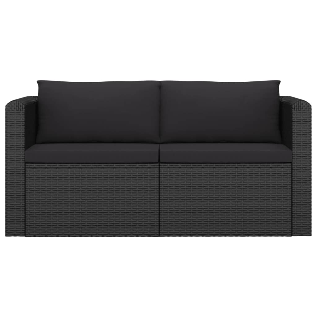 Salon de jardin 7 pcs avec coussins Résine tressée Noir