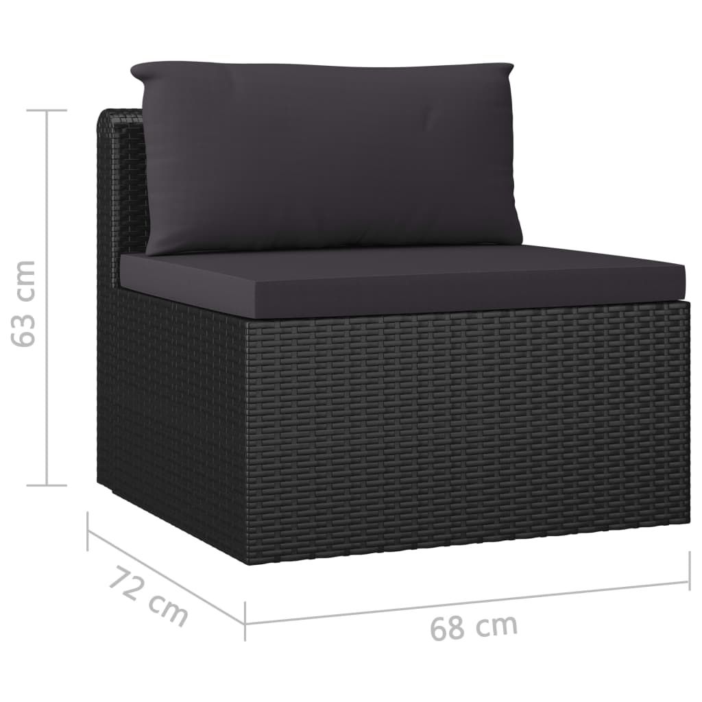 Salon de jardin 7 pcs avec coussins Résine tressée Noir