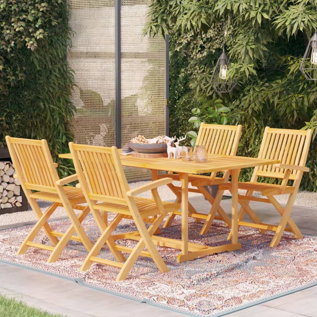 Ensemble à manger de jardin 5 pcs Bois de teck massif