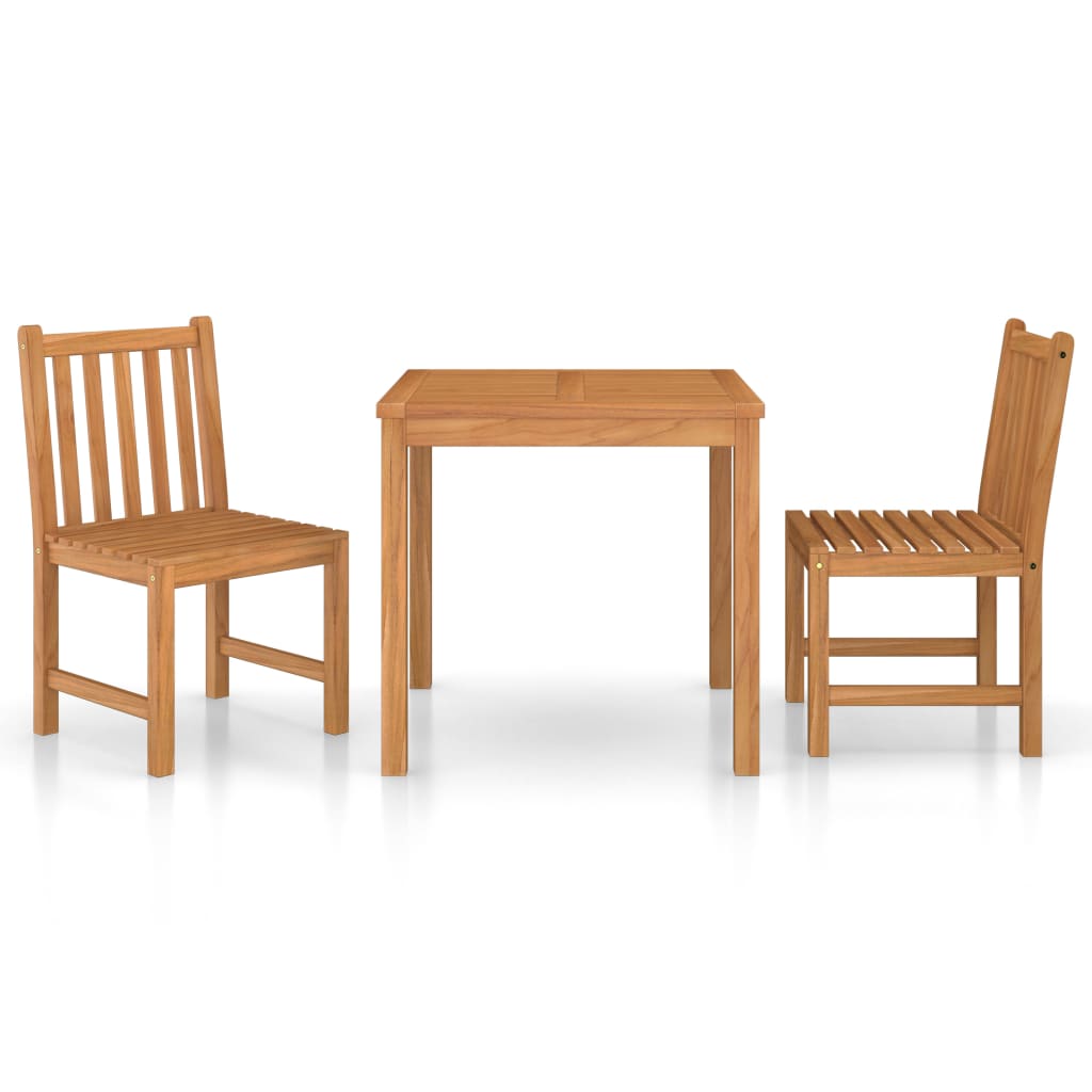 Ensemble de salle à manger de jardin 3 pièces 80 x 80 cm en bois de teck massif