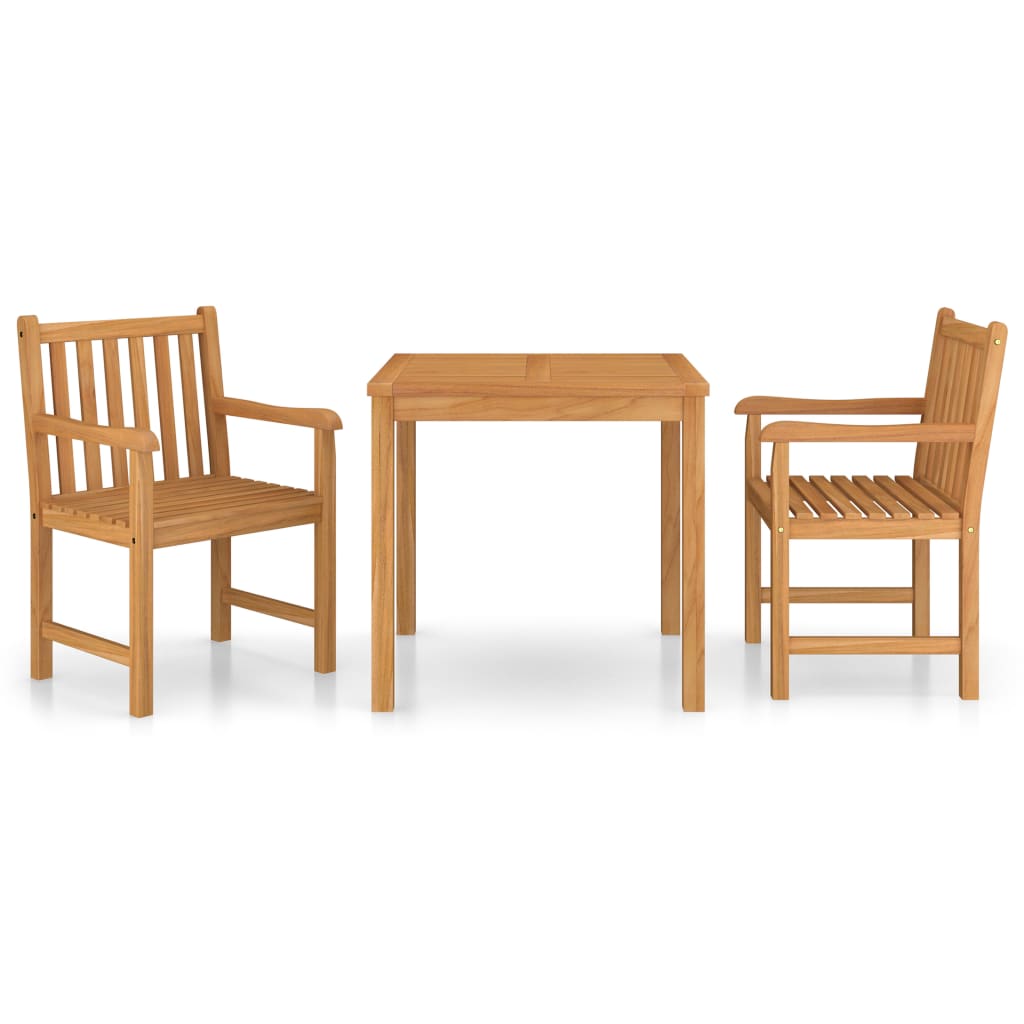 Ensemble de salle à manger de jardin 3 pièces 80 x 80 cm en bois de teck massif