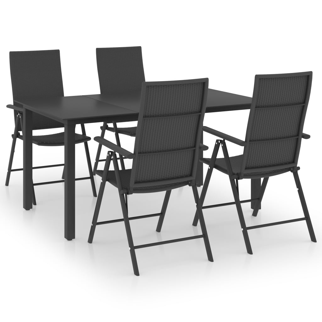 Ensemble à manger de jardin 5 pcs noir