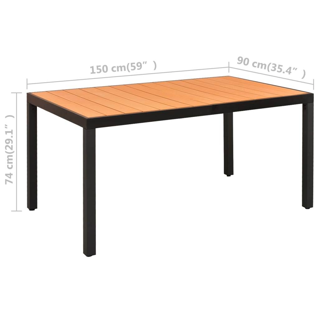 Ensemble à manger de jardin 5 pcs noir et marron