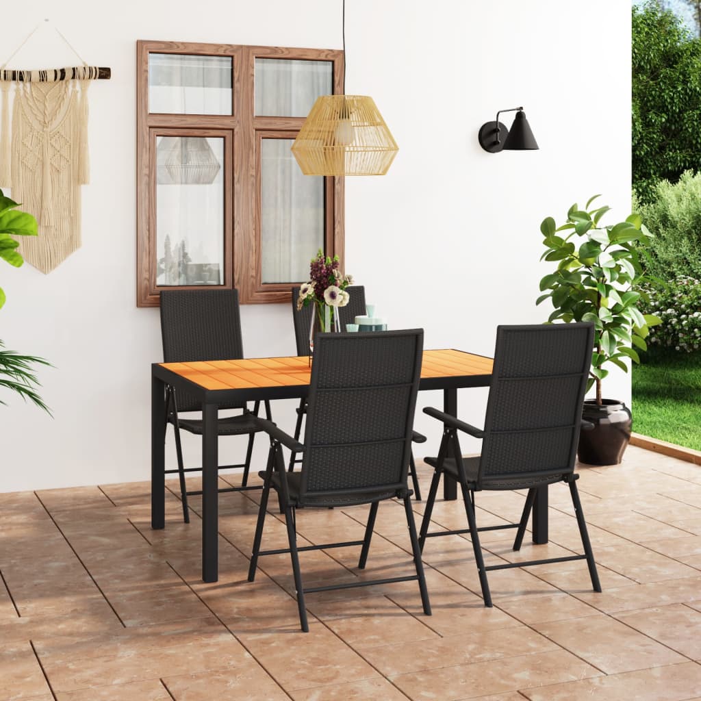 Ensemble à manger de jardin 5 pcs noir et marron