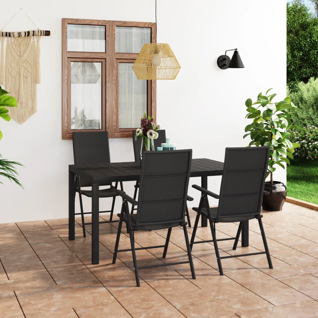 Ensemble à manger de jardin 5 pcs noir