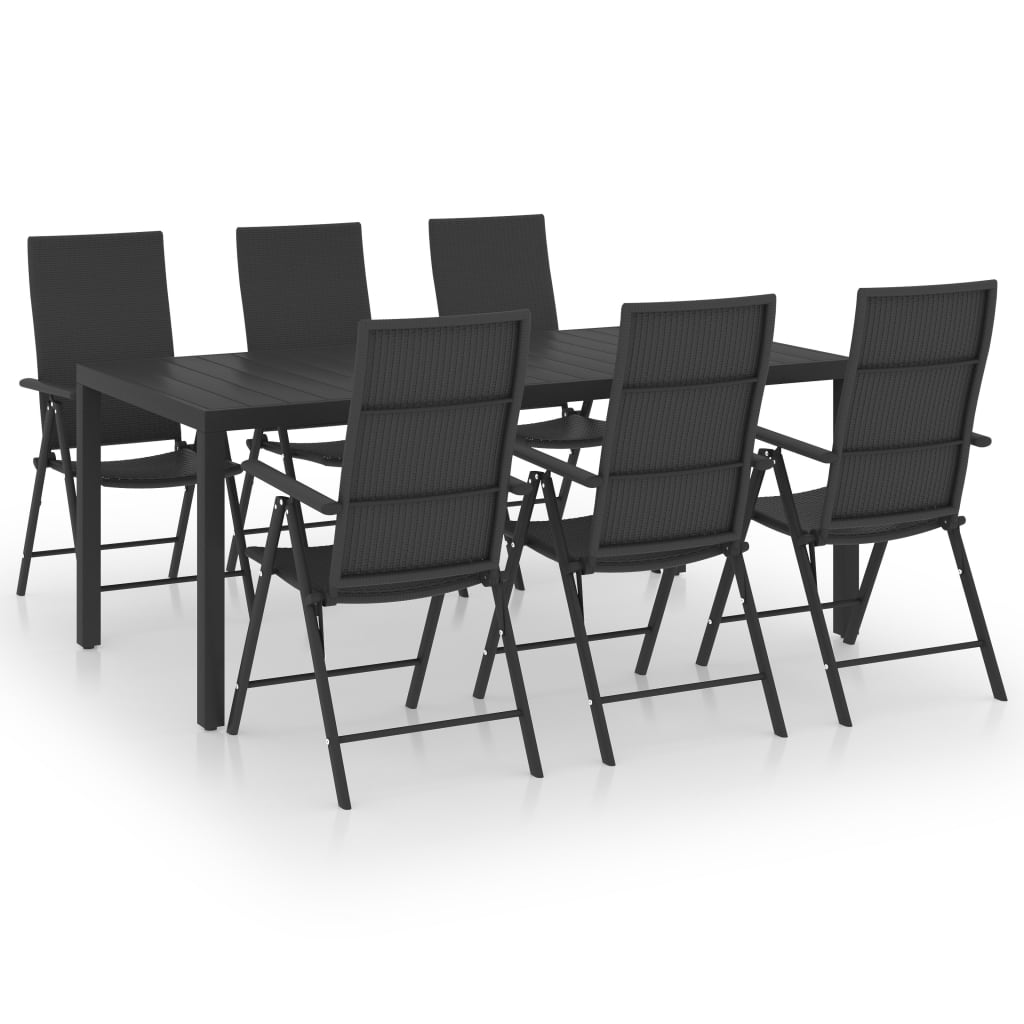 Ensemble à manger de jardin 7 pcs noir