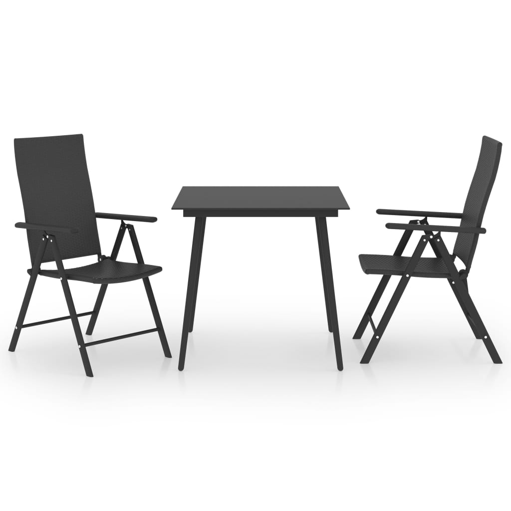 Ensemble à manger de jardin 3 pcs noir
