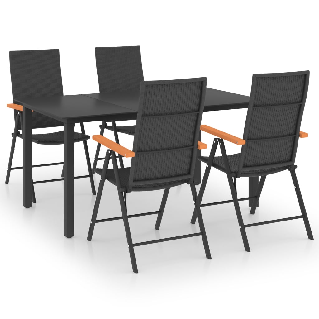 Ensemble à manger de jardin 5 pcs noir et marron - XIOS