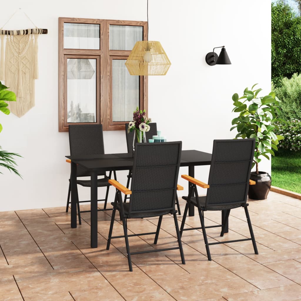 Ensemble à manger de jardin 5 pcs noir et marron - XIOS
