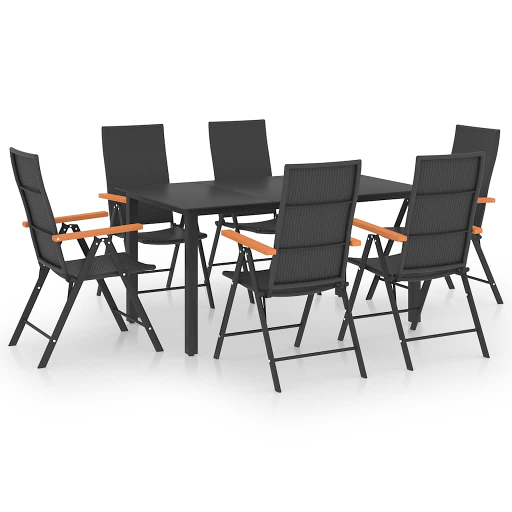 Ensemble à manger de jardin 7 pcs noir et marron - XIOS