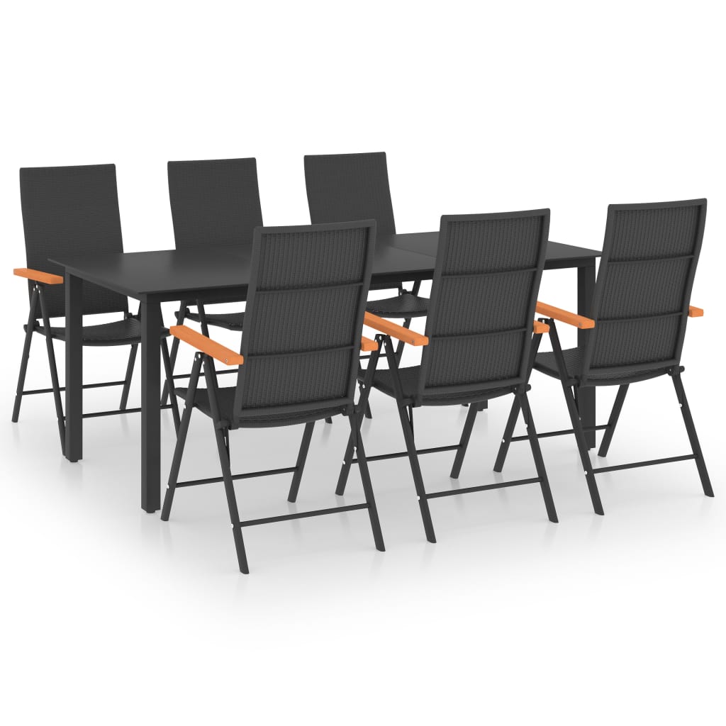 Ensemble à manger de jardin 7 pcs noir et marron - XIOS