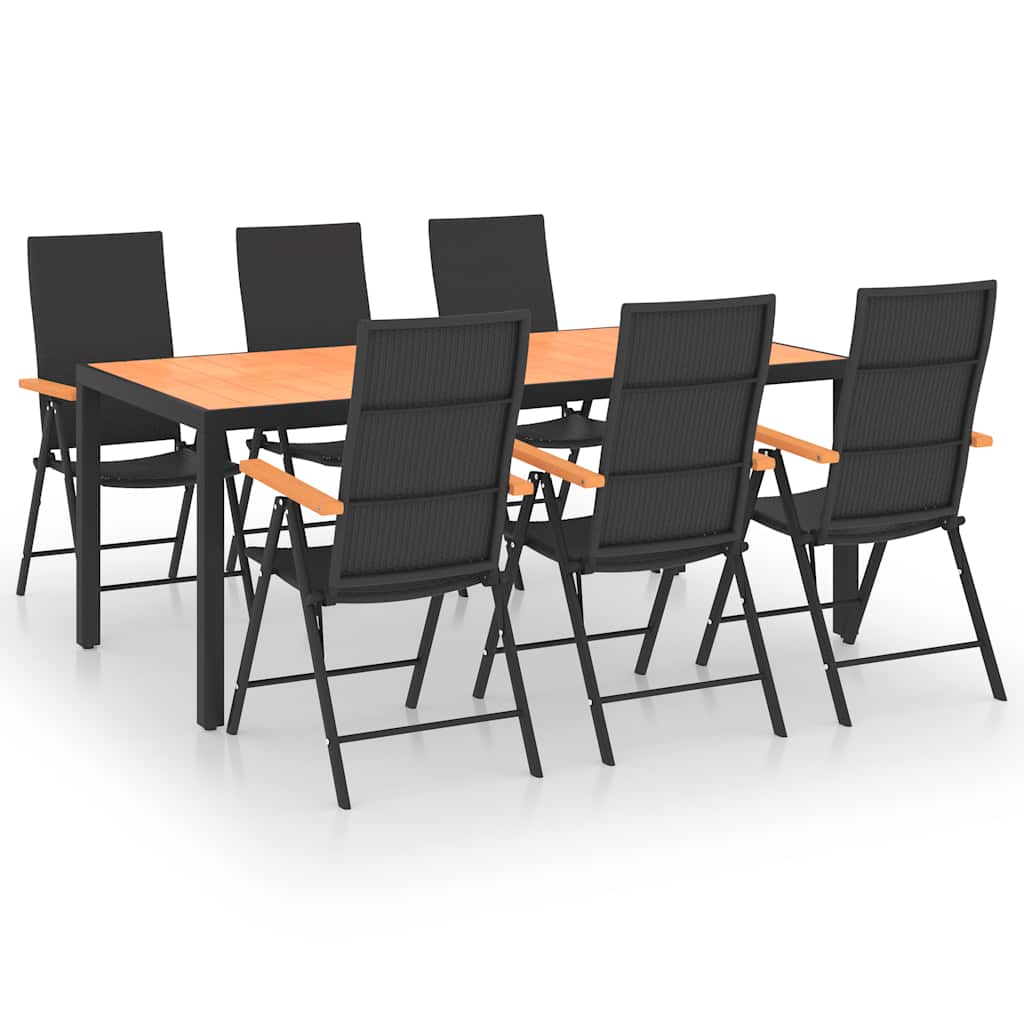 Ensemble à manger de jardin 7 pcs noir et marron - XIOS