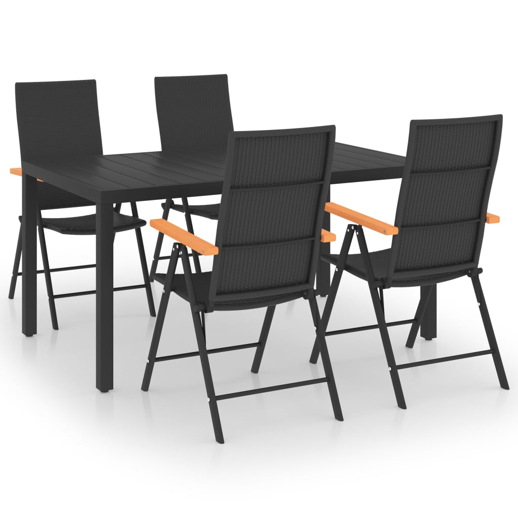 Ensemble à manger de jardin 5 pcs noir et marron - XIOS