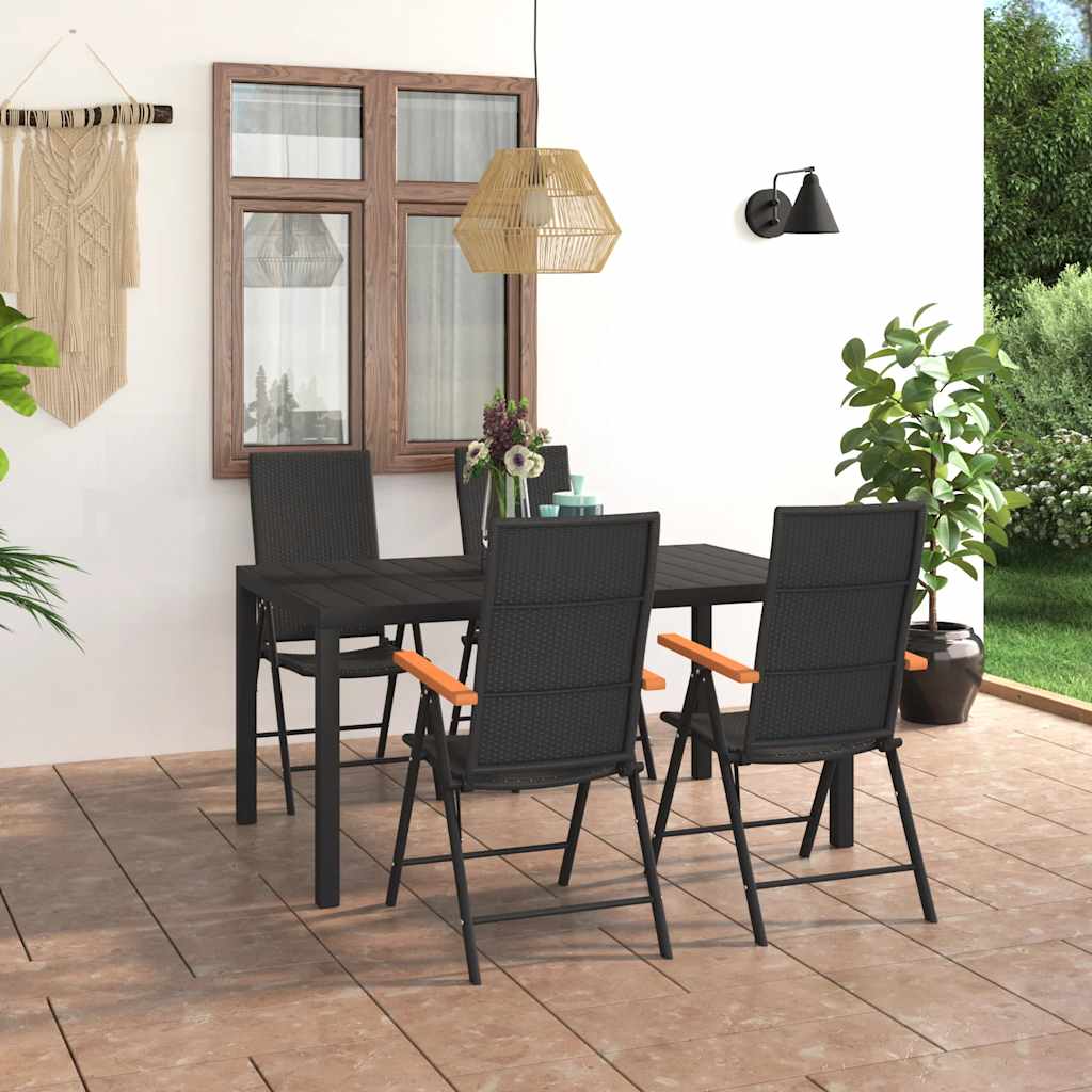 Ensemble à manger de jardin 5 pcs noir et marron - XIOS