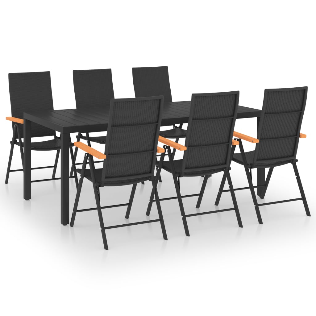 Ensemble à manger de jardin 7 pcs noir et marron - XIOS