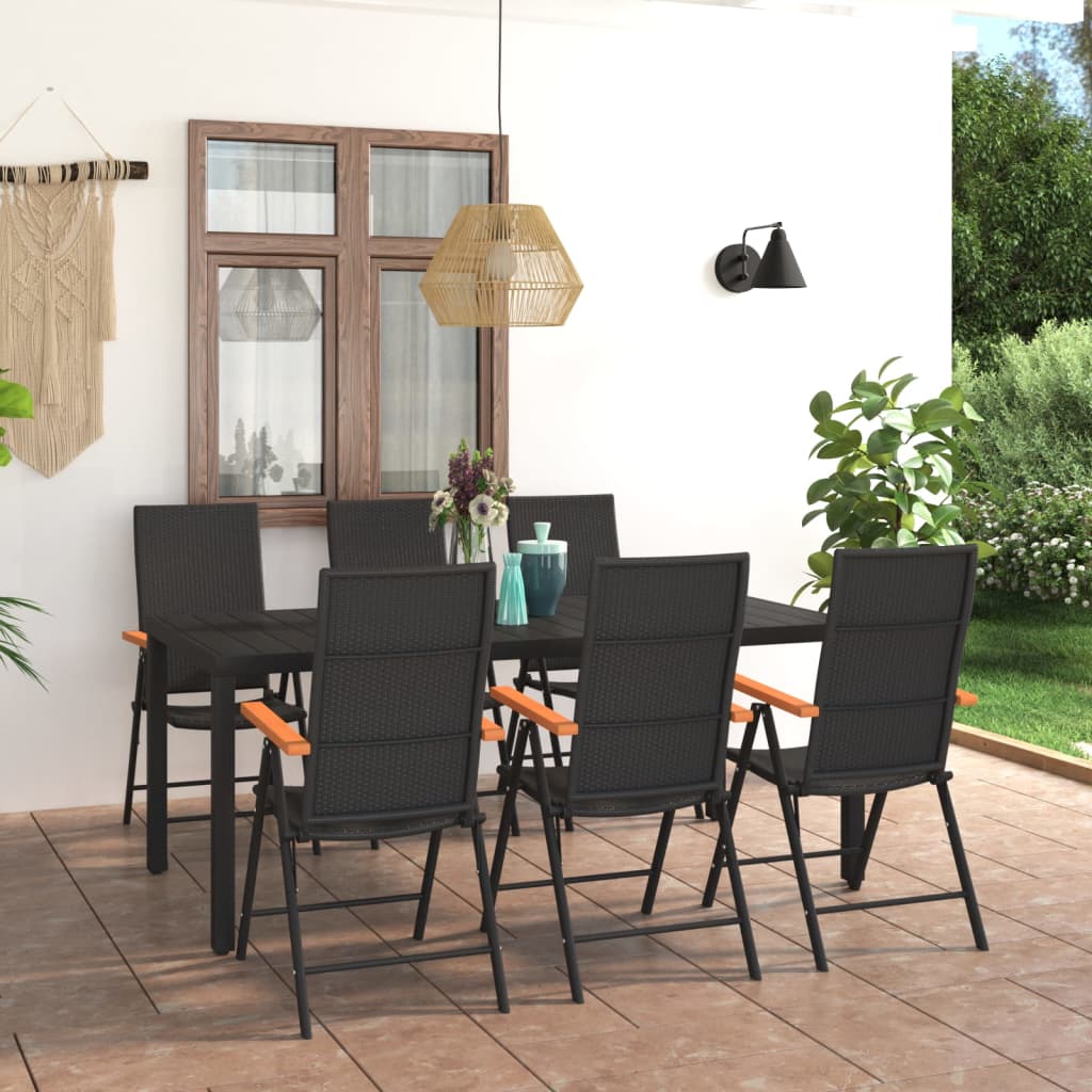 Ensemble à manger de jardin 7 pcs noir et marron - XIOS
