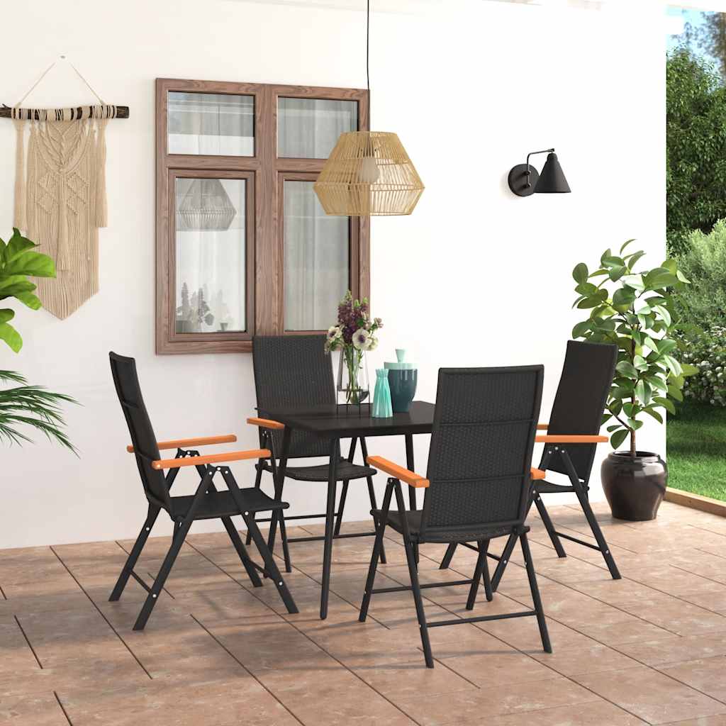 Ensemble à manger de jardin 5 pcs noir et marron - XIOS
