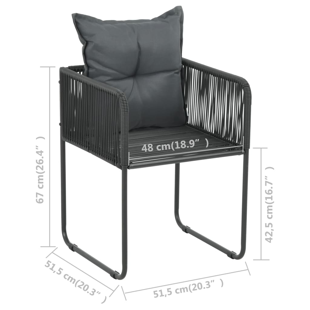 Ensemble à manger de jardin 5 pcs PVC résine tressée noir