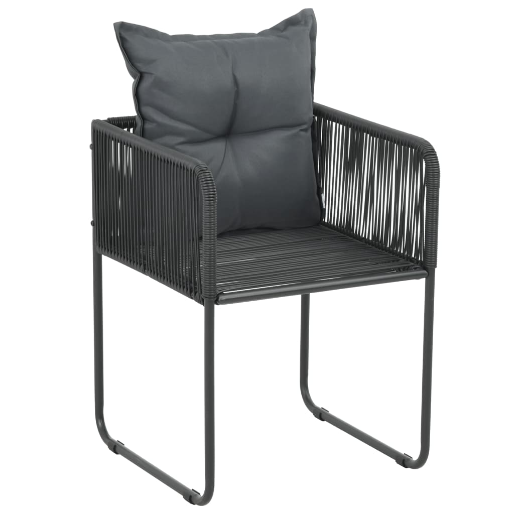 Ensemble à manger de jardin 7 pcs PVC résine tressée noir