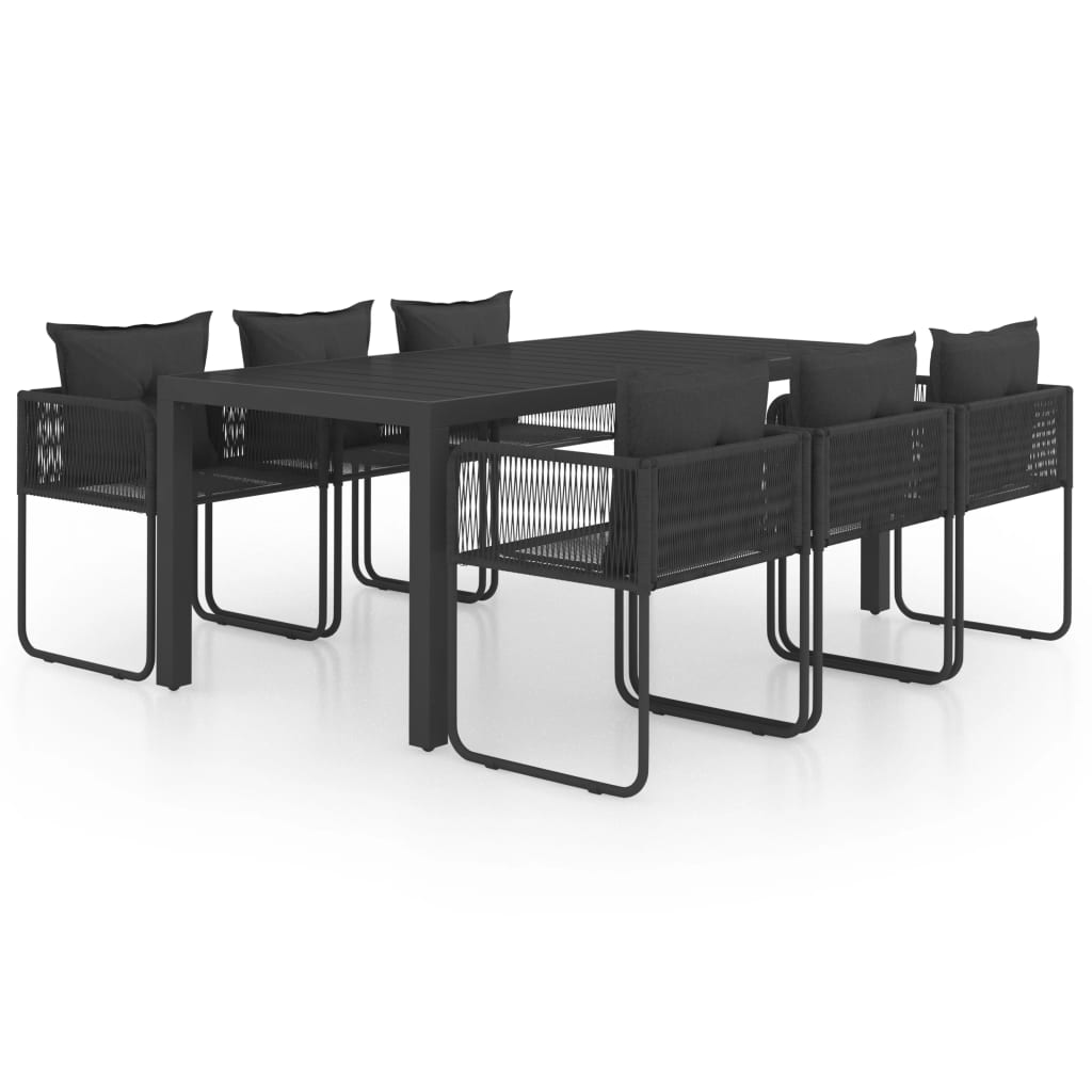 Ensemble à manger de jardin 7 pcs PVC résine tressée noir