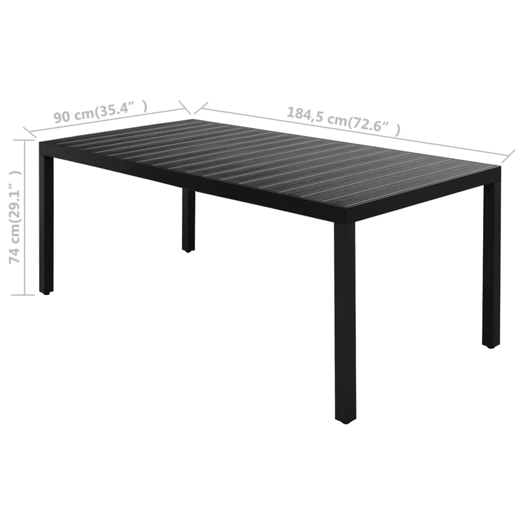 Ensemble à manger de jardin 7 pcs PVC résine tressée noir