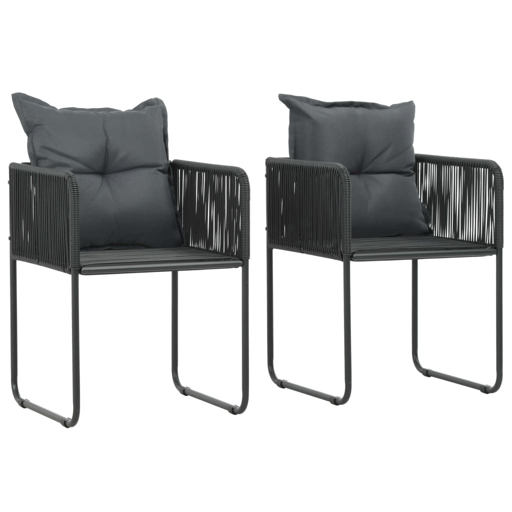 Ensemble à manger de jardin 3pcs PVC résine tressée noir marron