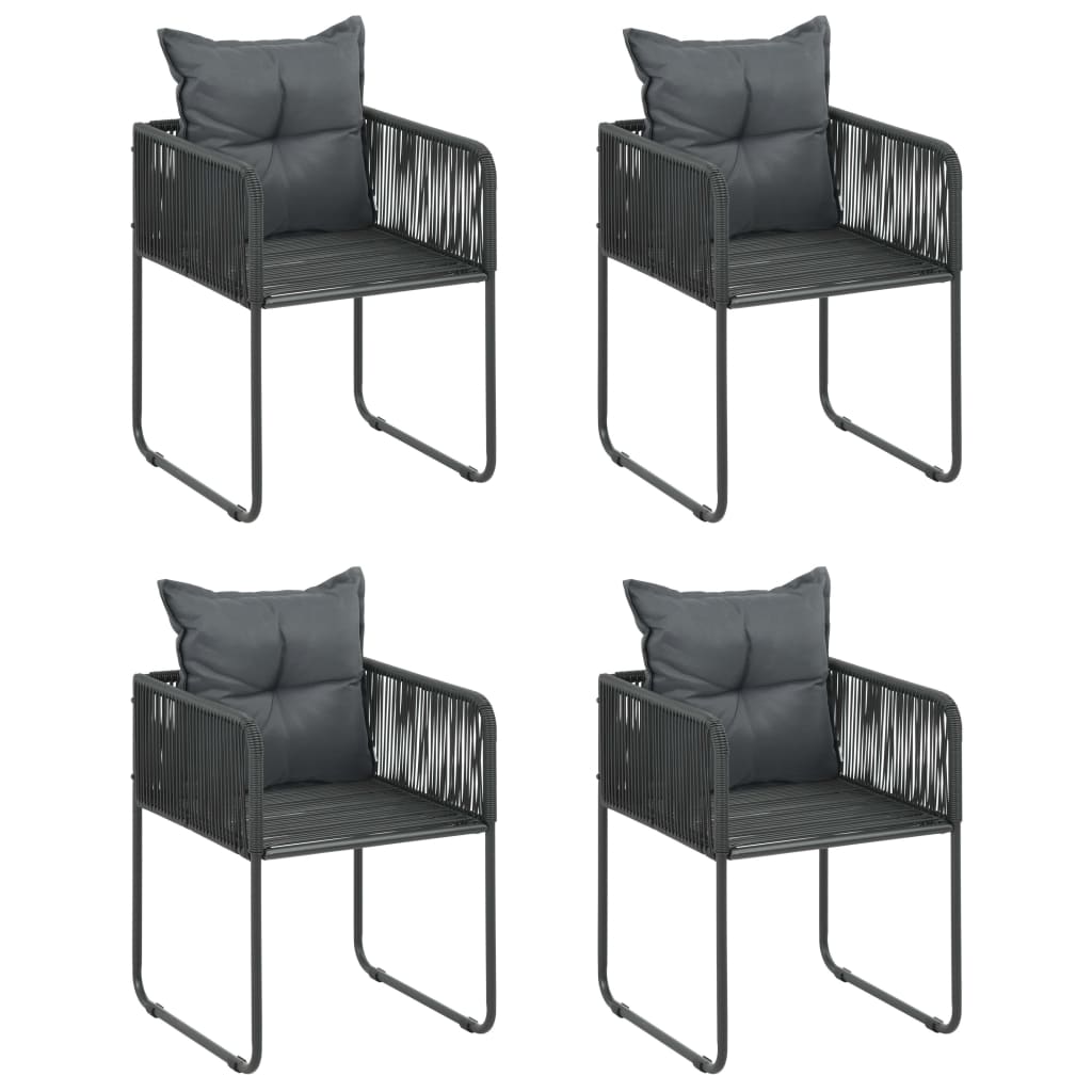 Ensemble à manger de jardin 5pcs PVC résine tressée noir marron