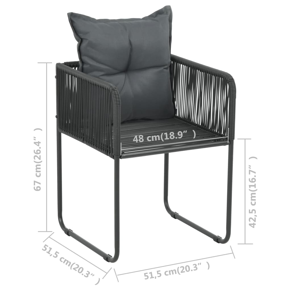 Ensemble à manger de jardin 5pcs PVC résine tressée noir marron
