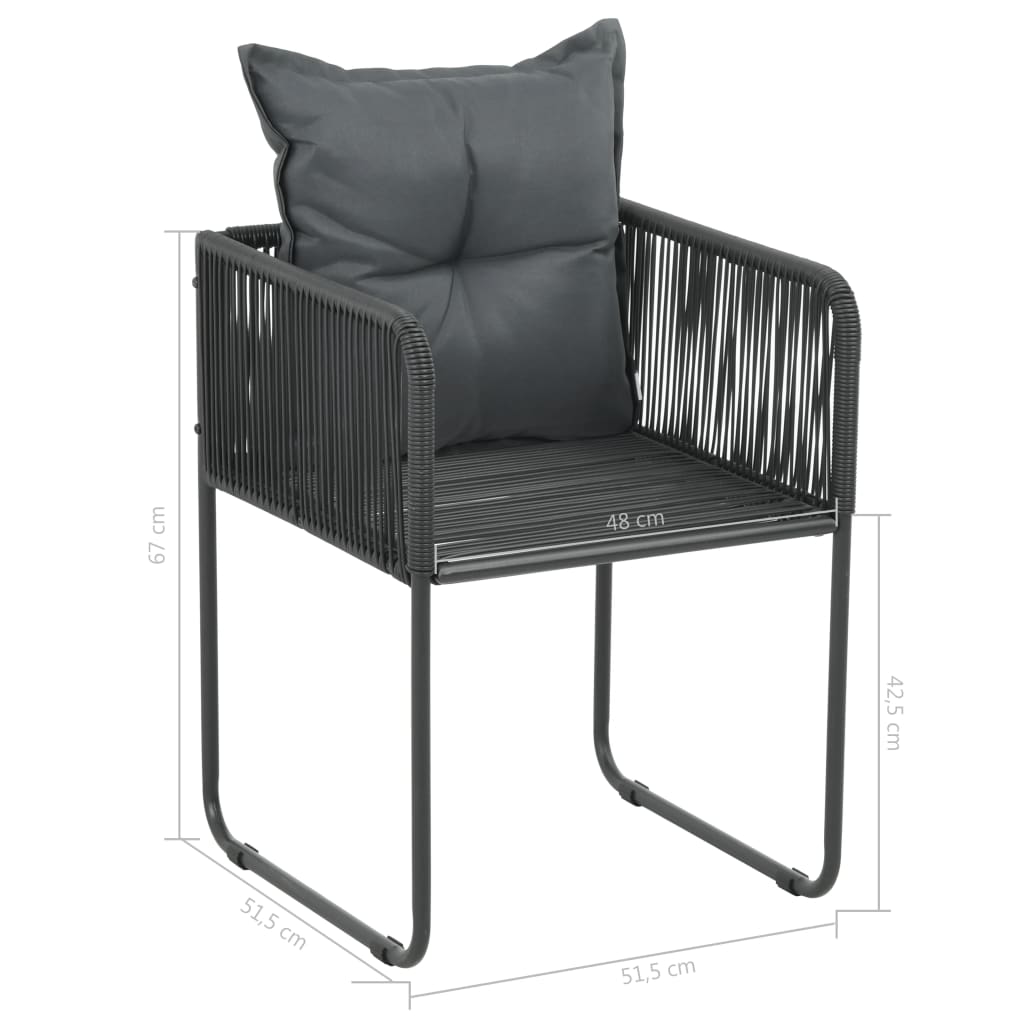 Ensemble à manger de jardin 5pcs PVC résine tressée noir marron