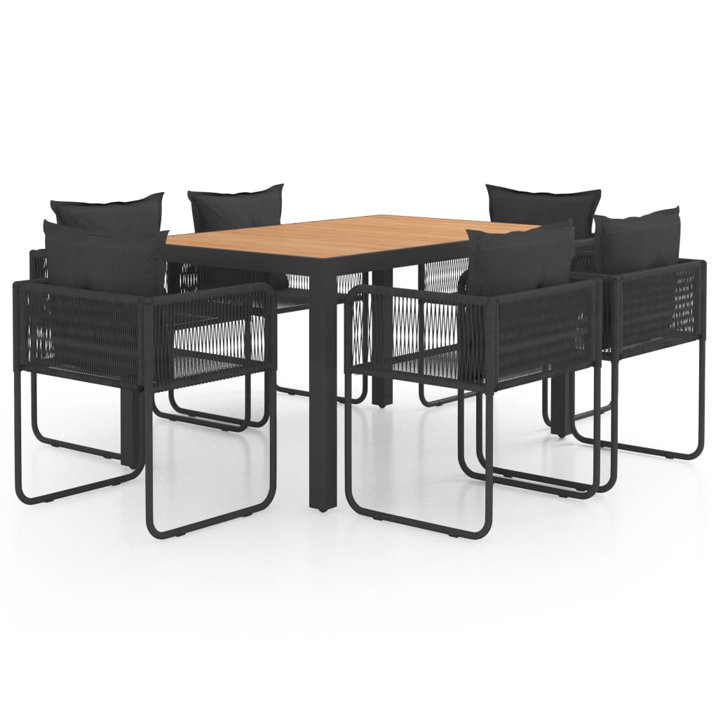 Ensemble à Manger de jardin 7pcs PVC résine tressée noir marron